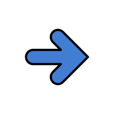 Ok, İleri, Oklar, Sağ Düz Renk Simgesi. Vektör simgesi bann