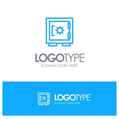 Tagli için Kilit, Dolap, Güvenlik, Güvenli Mavi Anahat Logo Yeri