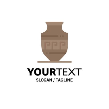 Amphora, Antik Kavanoz, Yunanistan, Jar İş Logo Şablonu. Düz C