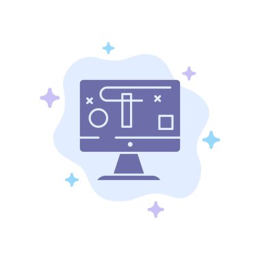 Soyut Bulutta Bilgisayar, Tasarım, Ekran, Grafik Mavi Simgesi 