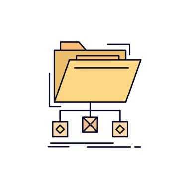 yedekleme, veri, dosya, klasör, ağ Düz Renk Simgesi Vektör