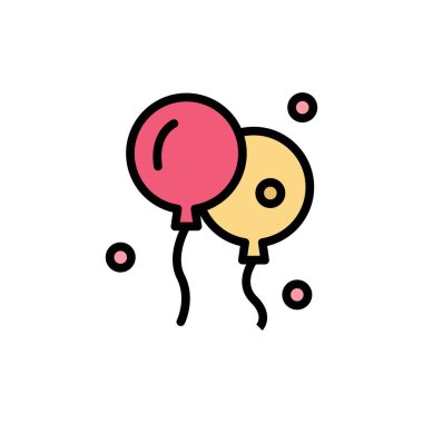 Balon, Paskalya, Doğa Yassı Renk Simgesi. Vektör simgesi afiş Tem