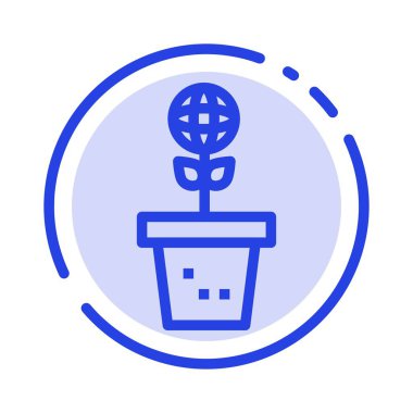 Eko, Çevre, Kalıp, Doğa, Bitki Mavi Noktalı Çizgi Hattı Simgesi