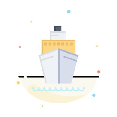 Tekne, Gemi, Ulaşım, Gemi Soyut Düz Renk Simgesi Şablonu