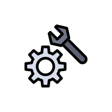 Ayar, Anahtar, Dişli Düz Renk Simgesi. Vektör simgesi afiş Templ