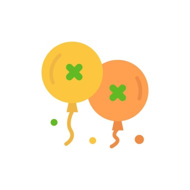 Balonlar, Doğum Günü, Doğum Günü Partisi, Kutlama Düz Renk Simgesi