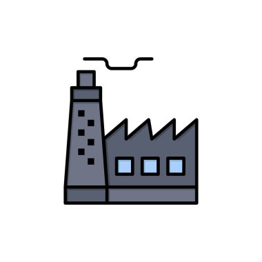 Bina, fabrika, Inşaat, sanayi düz renk simgesi. Vect