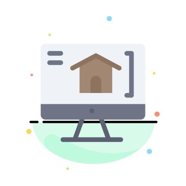 Bilgisayar, ev, ev soyut düz renk simge şablonu