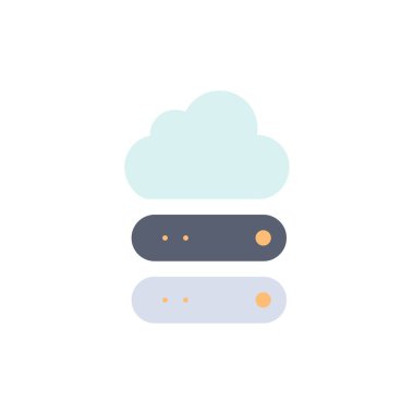 Büyük, bulut, veri, depolama düz renk simgesi. Vektör simgesi afiş T