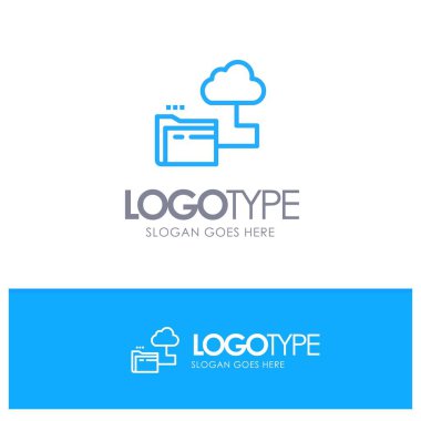 Bulut, Klasör, Depolama, Dosya Mavi Logo Hattı Stili