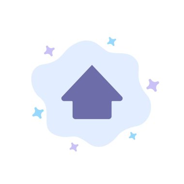 Ok, Yukarı, Soyut Bulut Arka Planında Mavi Simge Yükle