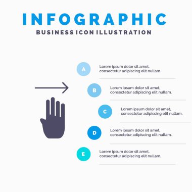 Parmak, Dört, Jest, Sağ Katı Simge Infographics 5 Adımlar Önce