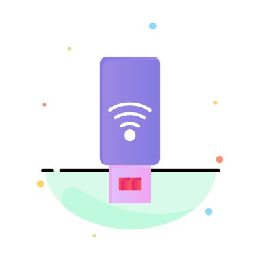 Usb, Wifi, Servis, Sinyal Soyut Düz Renk Simgesi Şablonu