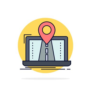 Navigasyon, Harita, Sistem, Gps, Rota Düz Renk Simgesi Vektör