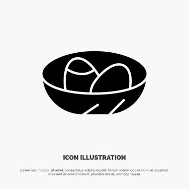 Kase, Kutlama, Paskalya, Yumurta, Yuva katı Glyph Icon vektör