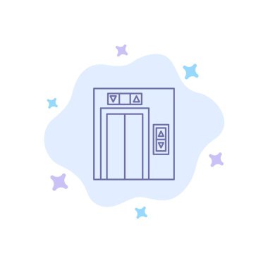 Soyut Bulut Backgro Üzerinde Asansör, İnşaat, İnşaat Mavi Simge