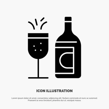 Cam, Şişe, Paskalya, İçecek katı Glyph Icon vektör