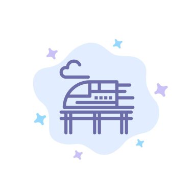 Soyut Bulut Arka Planda Tren, Bullet, Transport Blue Icon