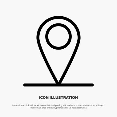 Global, Konum, Pin, Dünya Çizgisi Simge Vektörü