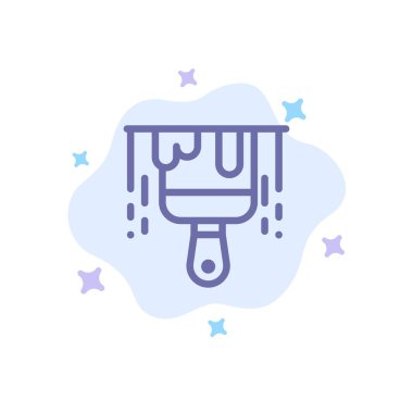 Fırça, İnşaat, Soyut Bulut Backgroun Üzerinde Mavi Renk Boya