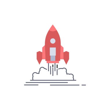 Fırlatma, misyon, mekik, başlangıç, Düz Renk Simge Vecto yayınlamak