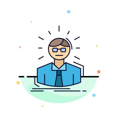 Yönetici, Çalışan, Doktor, Kişi, İş Adamı Düz Renk Simgesi 