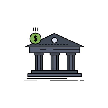 Mimarlık, banka, bankacılık, bina, federal Düz Renk Simge V