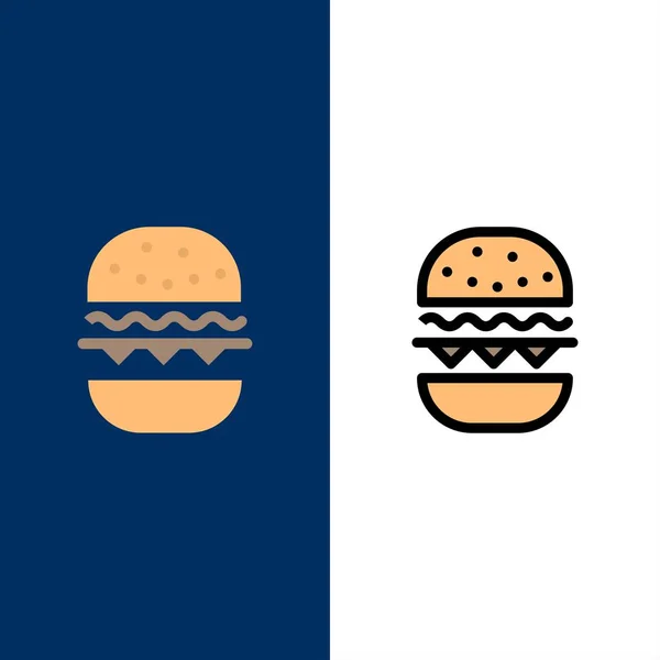 Burger, Comida, Comer, Ícones do Canadá. Conjunto de ícones planos e preenchidos em linha — Vetor de Stock
