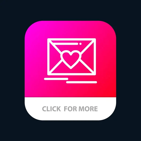 Correo, Amor, Corazón, Boda Botón de la aplicación móvil. Android e IOS Li — Vector de stock