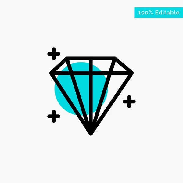 Diamond, Jewel, User turquoise highlight circle point Vector ico — Stock Vector