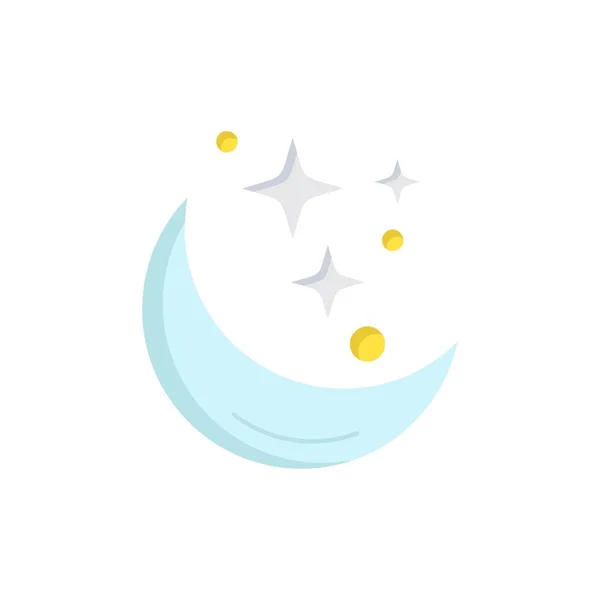 Księżyc, noc, gwiazda, Pogoda, miejsce płaski kolor ikona wektor — Wektor stockowy