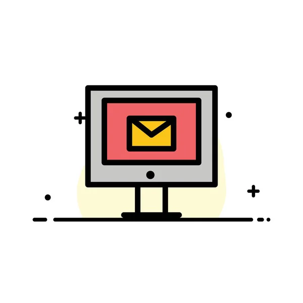 Computer Mail Chat Service Geschäft Flache Linie Gefüllt Symbol Vektor — Stockvektor