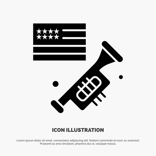 Flag, Speaker, Laud, American solid Glyph Icon vector — Stock Vector