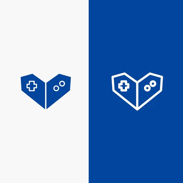 Gamepad, Videogame, PlayStation Line e Glyph Ícone sólido Azul b — Vetor de Stock