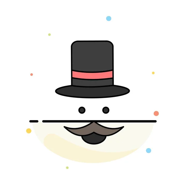 Wąsy, hipster, Movember, kapelusz, mężczyźni płaski kolor ikona wektor — Wektor stockowy