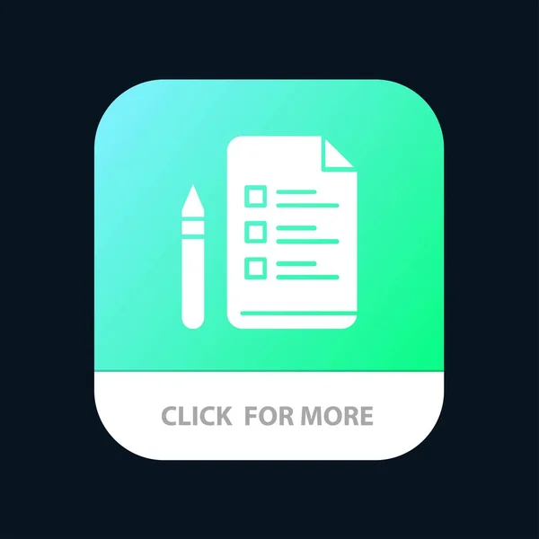 Кнопка мобильного приложения File, Education, Pen, Pencil. Android и IOS — стоковый вектор