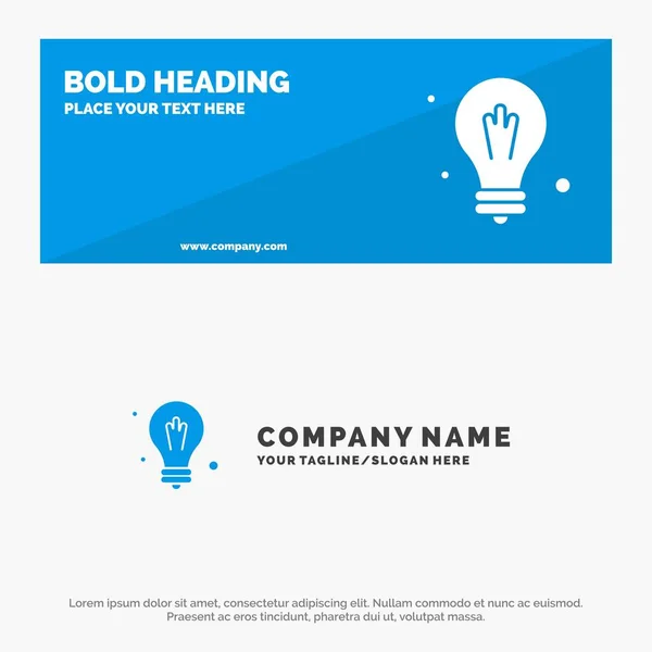 Glühbirne, Idee, Wissenschaft solide Symbol Website Banner und Business-Logo — Stockvektor