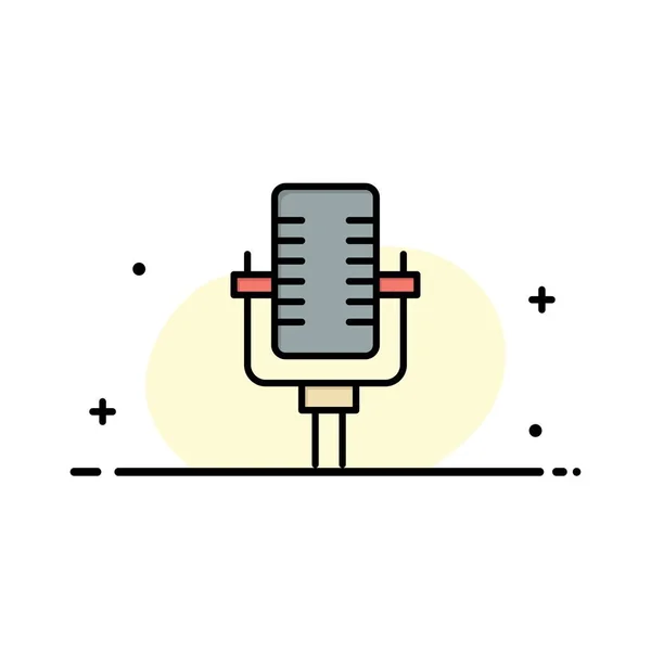 Microphone, Multimédia, Enregistrement, Chanson Business Flat Line Rempli — Image vectorielle