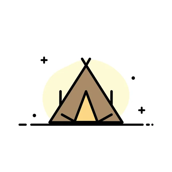 Camp, tente, Wigwam, printemps Business Flat Line Icône remplie Vecto — Image vectorielle