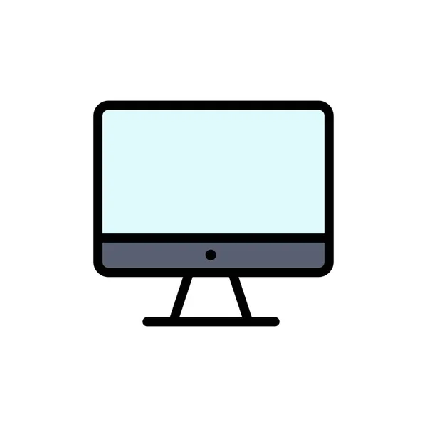 Computer, Monitor, Screen, Hardware  Flat Color Icon. Vector ico — Stock Vector