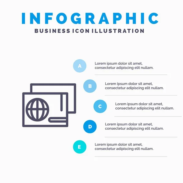 Identidad, Pase, Pasaporte, Compras Plantilla de infografías azules 5 — Vector de stock