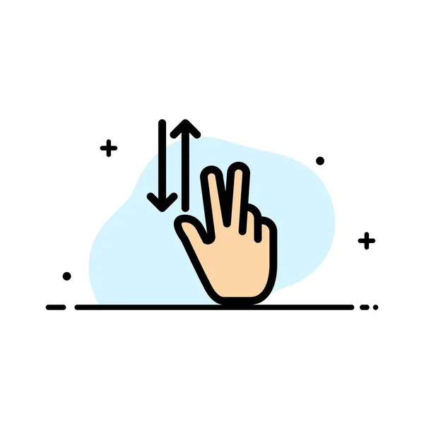 Dedo, gestos, dos, arriba, abajo Icono lleno de línea plana de negocios — Archivo Imágenes Vectoriales