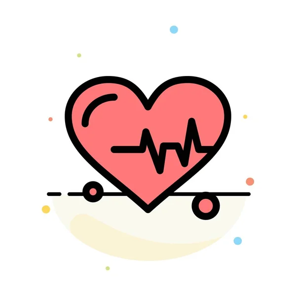 Heart, Beat, Science Abstract Flat Color Icon Template — Stock Vector