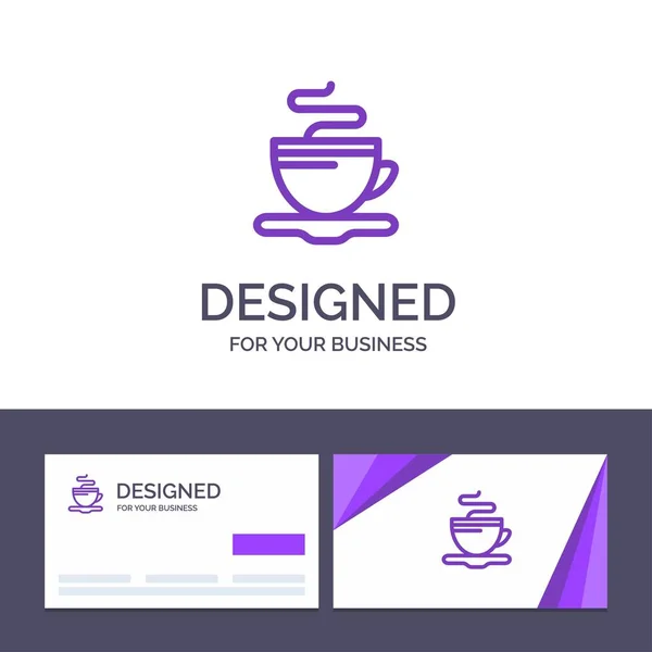 Carte de visite créative et modèle de logo Thé, tasse, café, hôtel — Image vectorielle