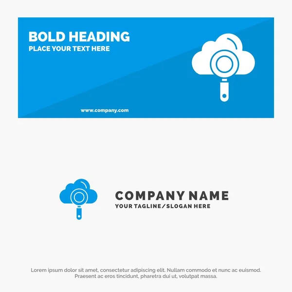 Cloud, Computing, Αναζήτηση, Βρείτε Solid Icon Website Banner και Λεωφορείο — Διανυσματικό Αρχείο
