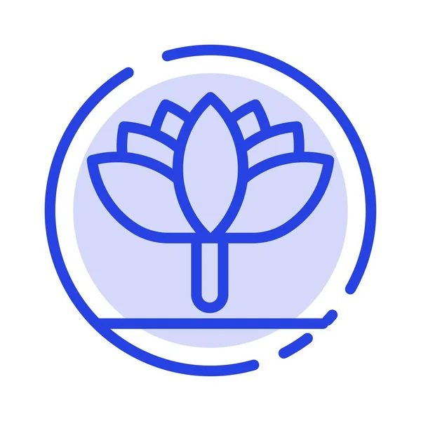 Flower, Spring Flower, Tulip Blue Dotted Line Icon — стоковый вектор