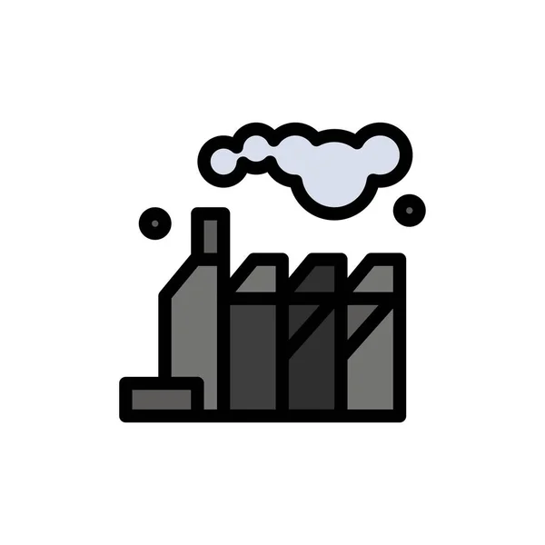 Energía, contaminación, icono de color plano de fábrica. Banner de icono de vector — Archivo Imágenes Vectoriales