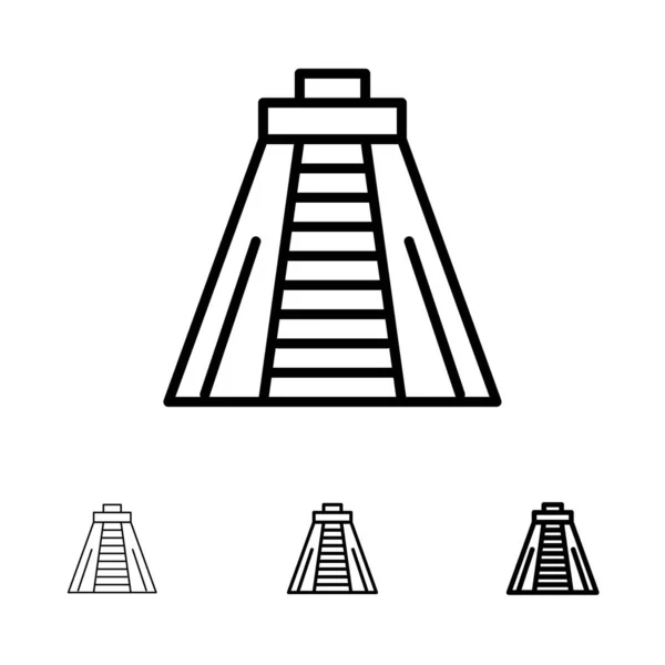 Chichen Itza, orientační bod, památník tučné a tenká černá čára — Stockový vektor