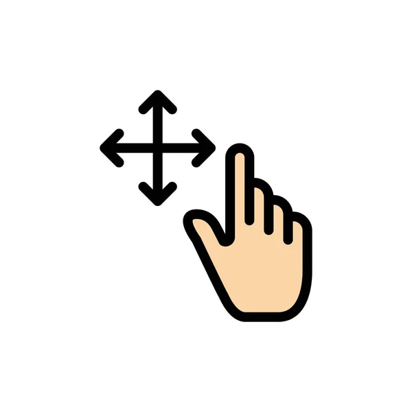 Finger, Gesture, Hold Flat Color Icon. Banner ikon vektor Templ - Stok Vektor