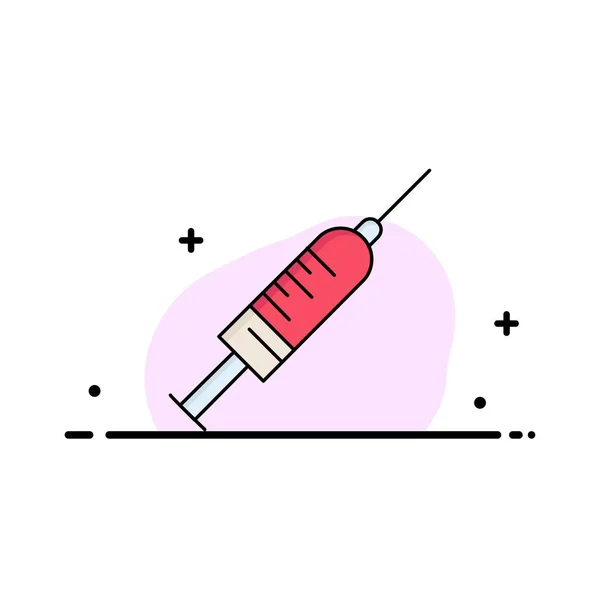 注射器， 注射， 疫苗， 针， 拍摄平色图标矢量 — 图库矢量图片